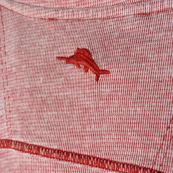 Tommy Bahama Relax Mens Red Waffle Knit Quarter Button Pullover Sweatshirt XL - Picture 7 of 9